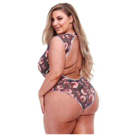 Baci - bodysuit plus size - blommig spets - svart