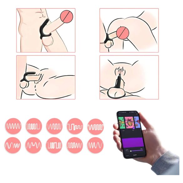 Magic Motion Rise - vibratorring med app - uppladdningsbar - svart