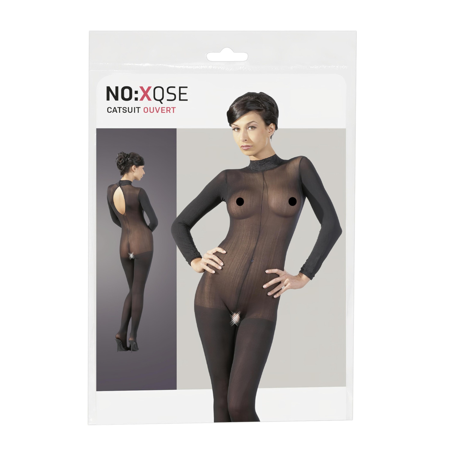 NO:XQSE - nätkroppsstrumpa - exklusiv design - svart - XL/XXL