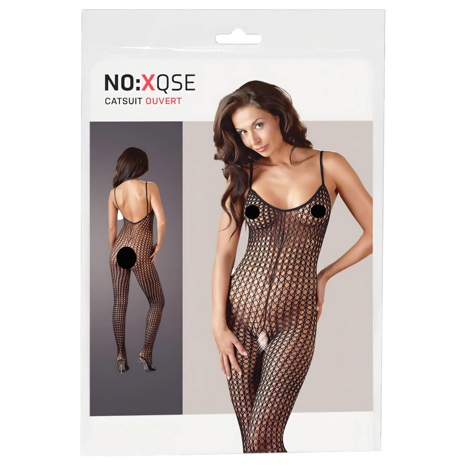 NO:XQSE - sexig svart nätoverall - XL/XXL