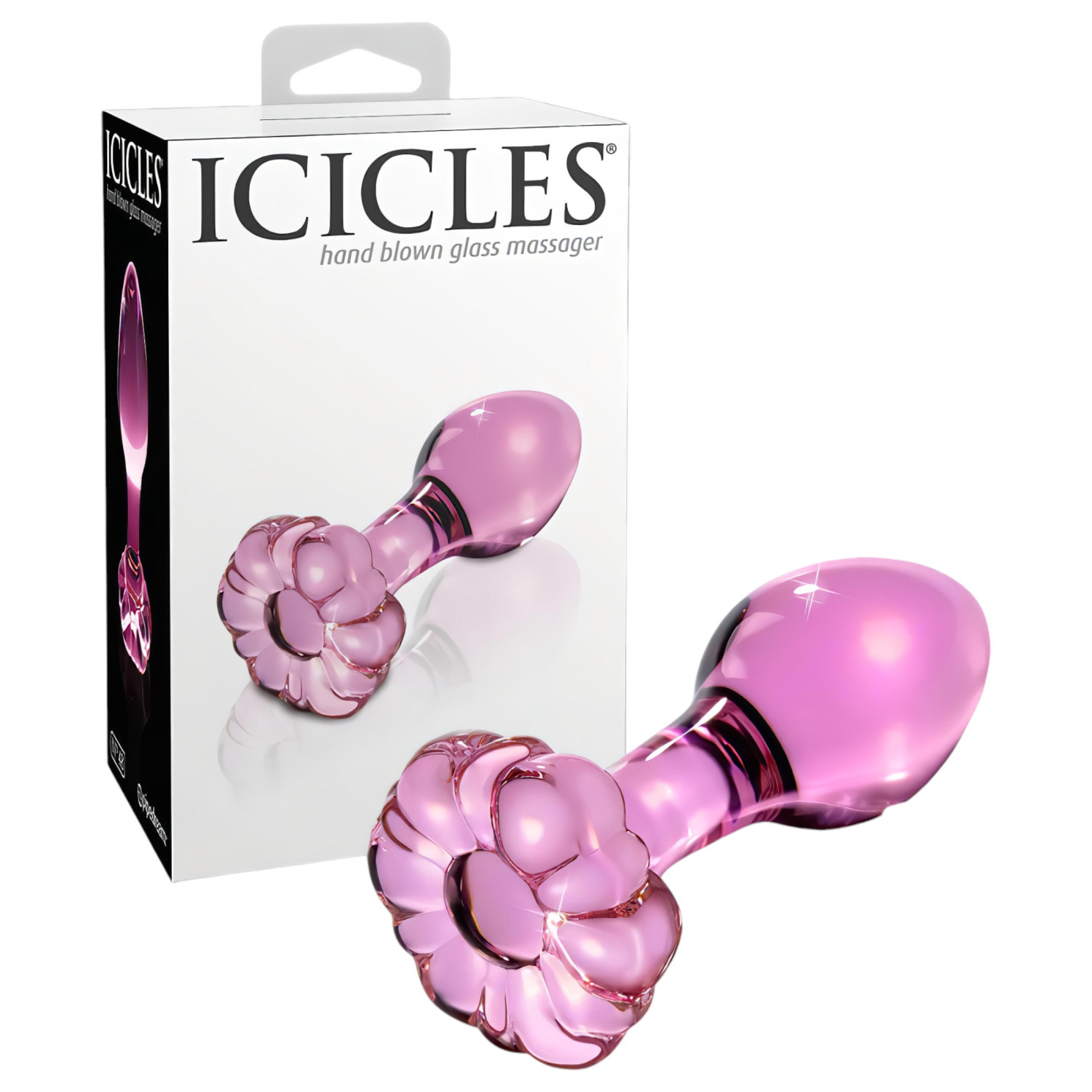 Icicles No. 48 - blomformad analplugg i glas (rosa)