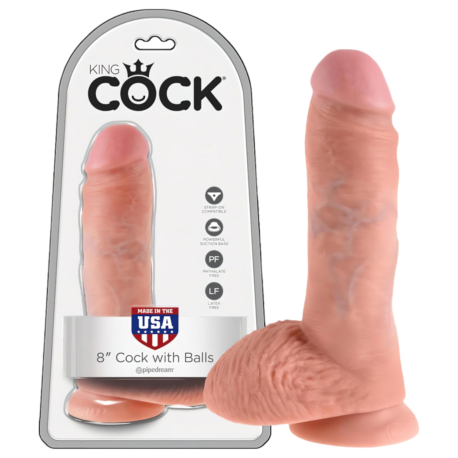 King Cock - dildo med pung - realistisk - 20 cm - natur