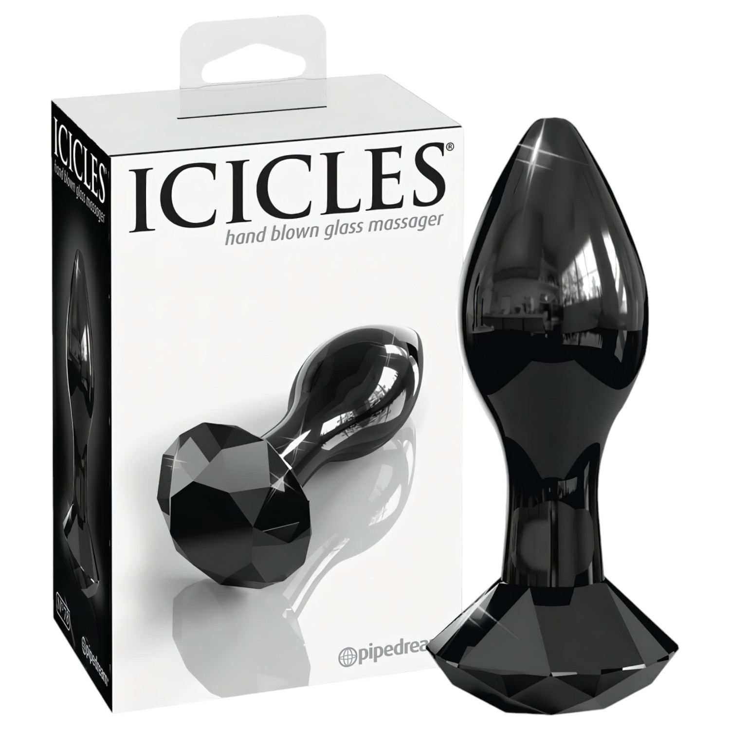 Icicles No. 78 - konisk analplugg i glas (svart)