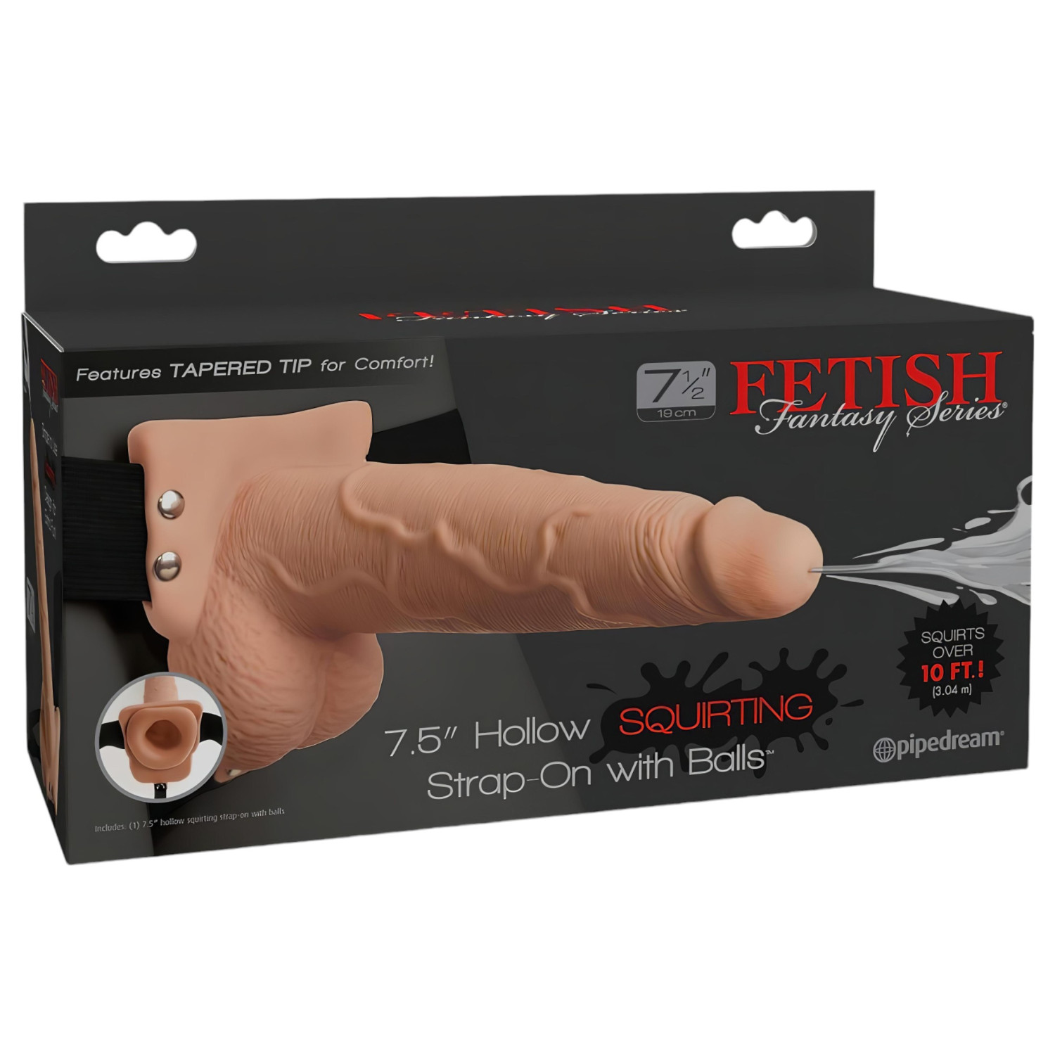Pipedream Fetish Strap-On 7,5 - påspänningsbar sprutande dildo (hudfärgad)