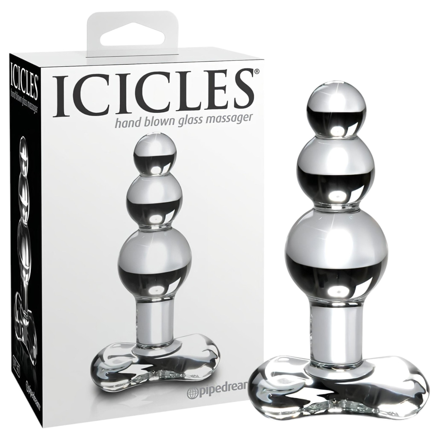 Icicles No. 47 - analplugg med tre kulor - glas - transparent