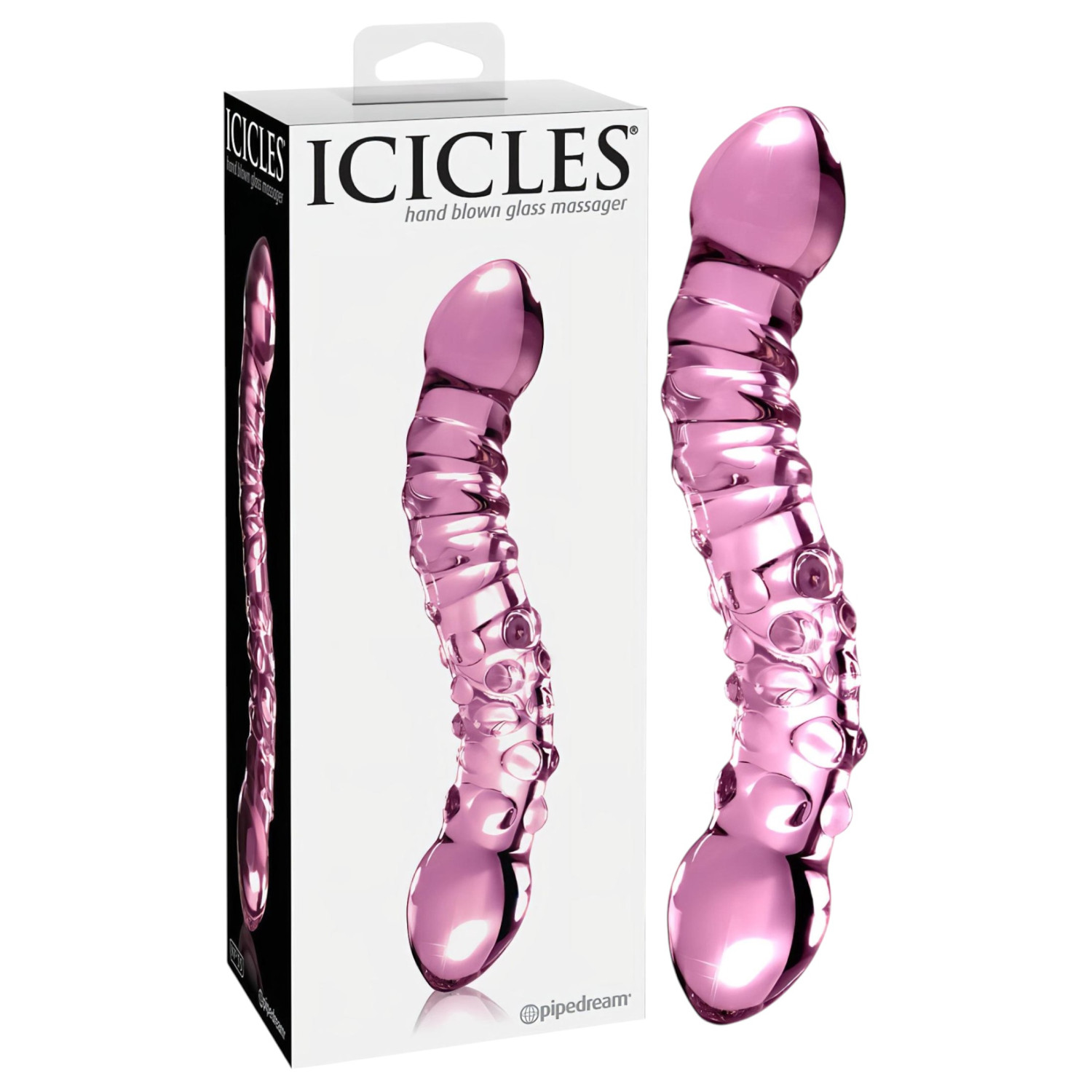 Icicles No. 55 - dubbelsidig G-punkt glasdildo - rosa
