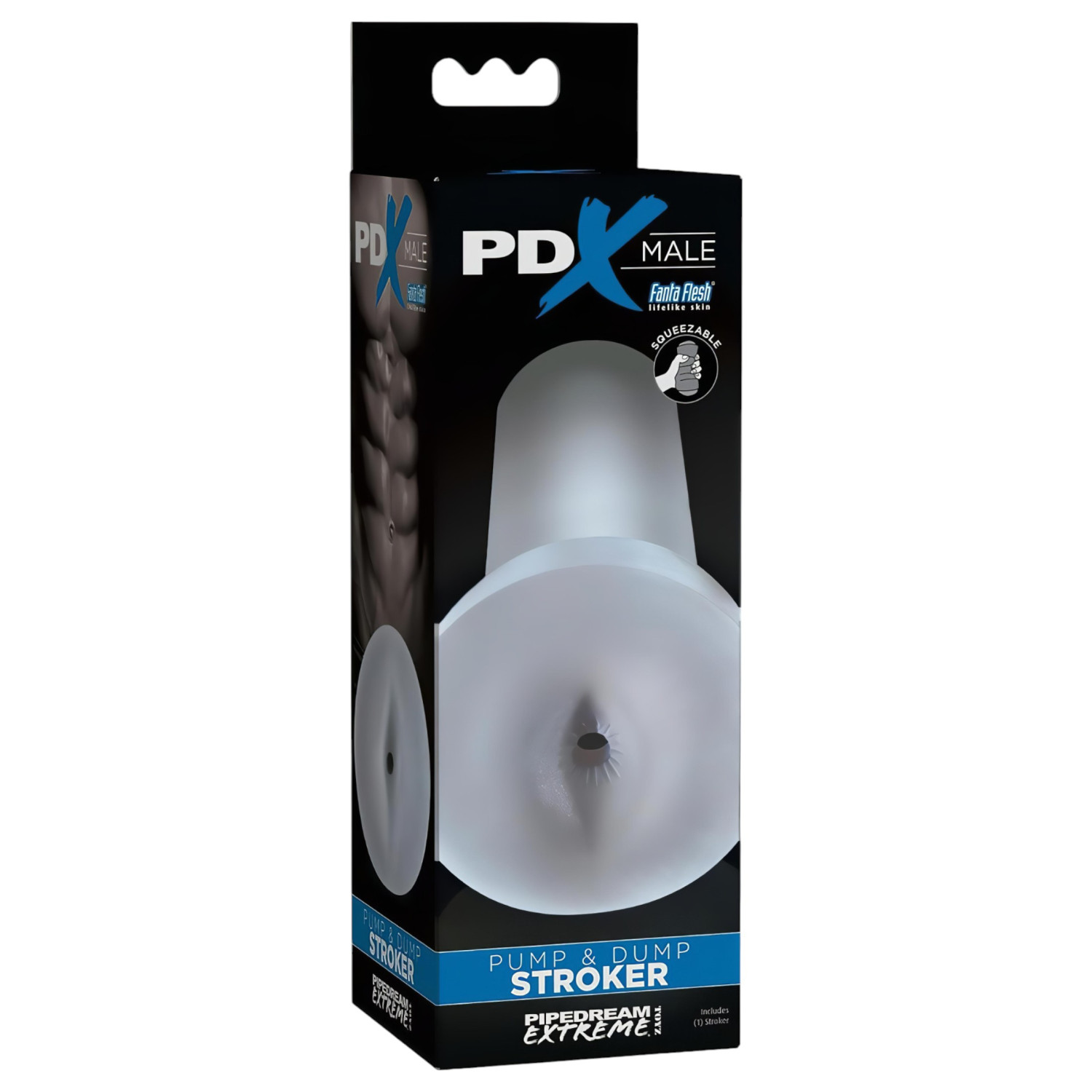 PDX Pump & Dump - realistisk konstgjord anus-masturbator (genomskinlig)