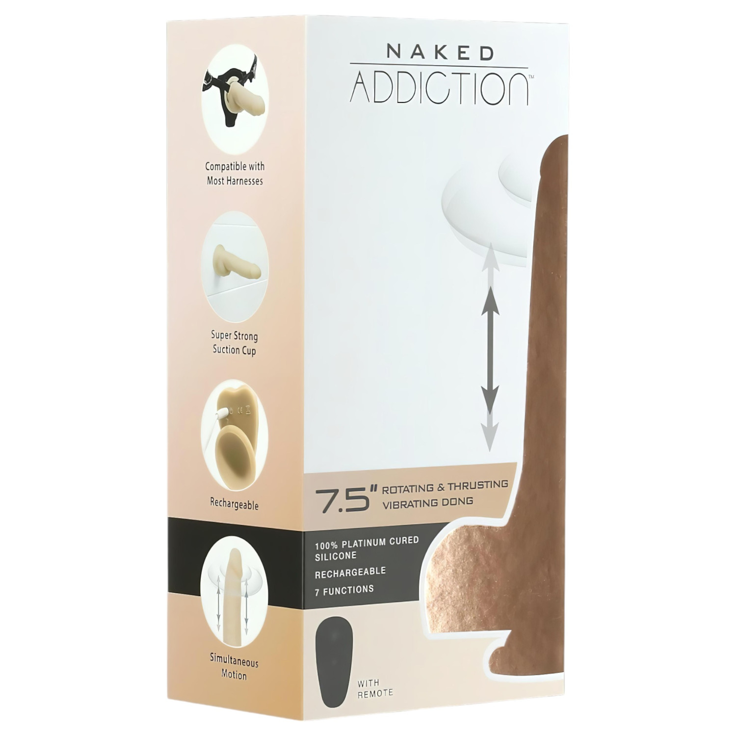 Naked Addiction Thrusting 7,5 - stötande vibrator (19 cm, naturell)