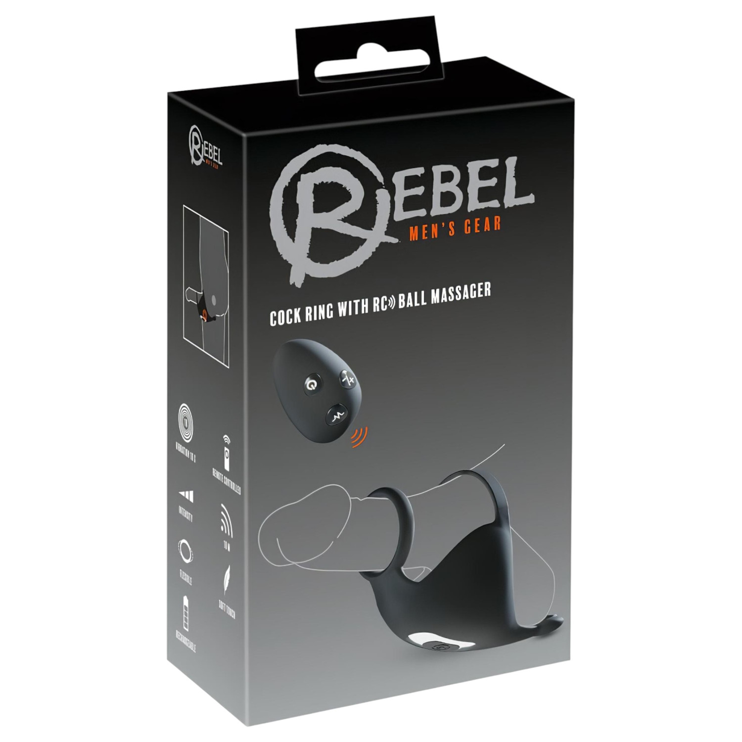Rebel - penisring och pungvibrator - uppladdningsbar - svart