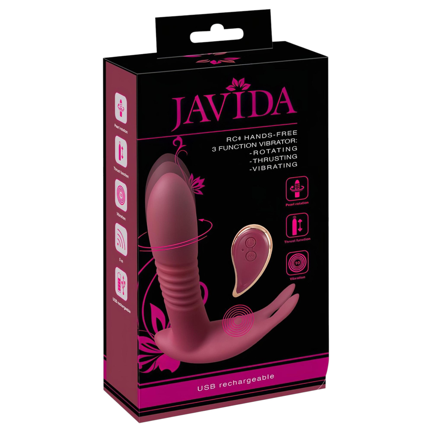Javida RC - klitorisstimulator med fjärrkontroll - 3 lägen - röd