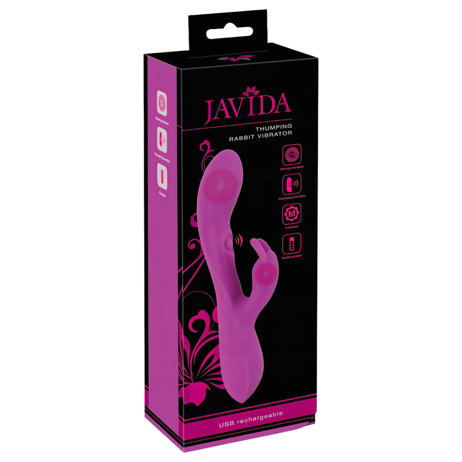 Javida - rabbitvibrator med 3 motorer - klitorisstimulator - lila
