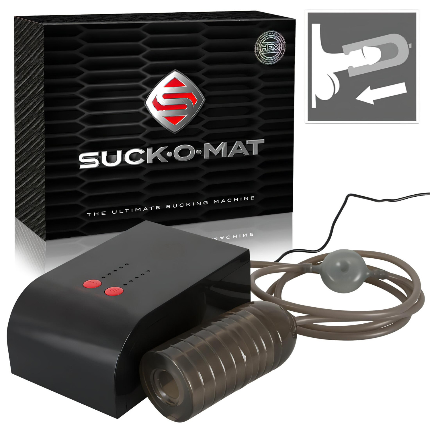 Suck-O-Mat - automatisk masturbator - kraftig sugfunktion - nätadapter