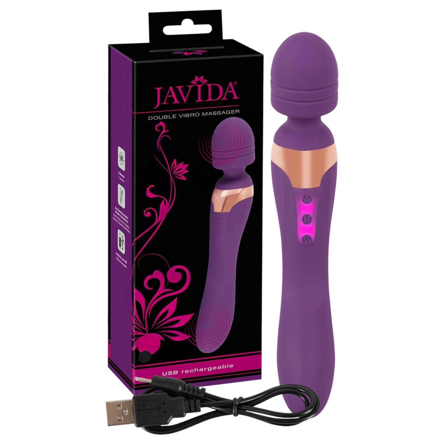Javida Double - massagervibrator med två motorer - lila