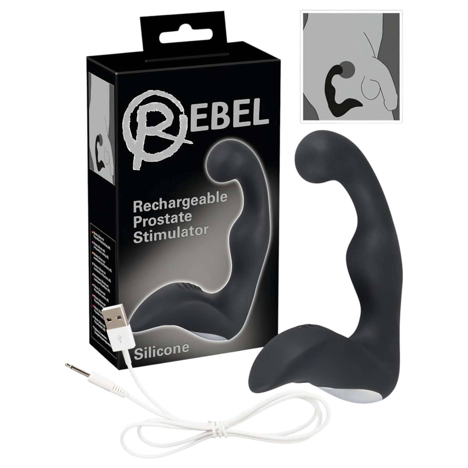 Rebel - prostatavibrator uppladdningsbar - svart