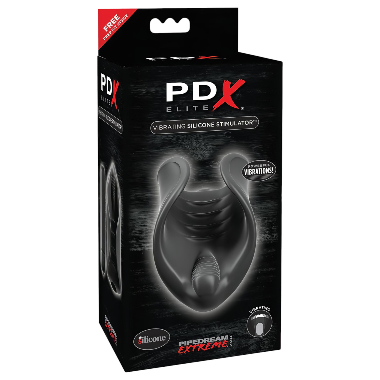 PDX Elite - penisvibrator med silikon - svart