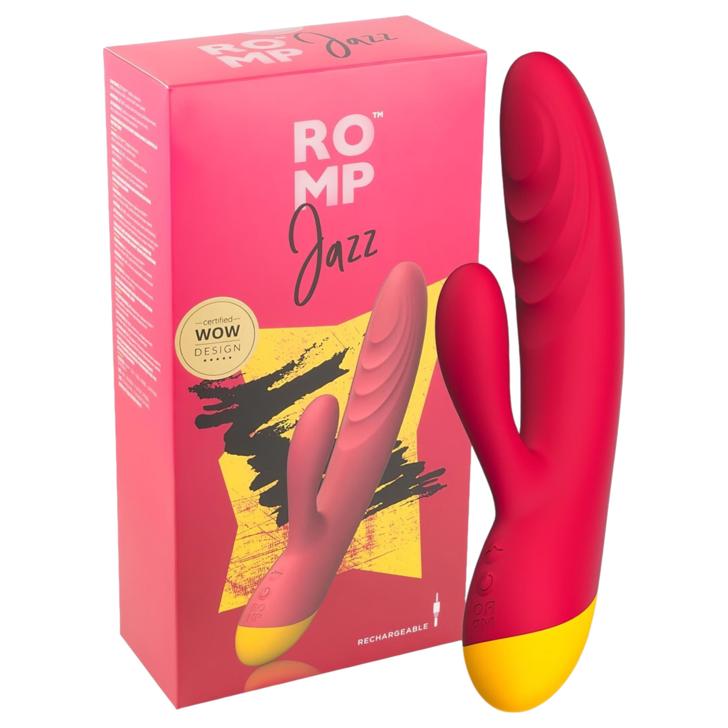 ROMP Jazz - Rabbitvibrator med klitorisstimulans - vattentät - rosa