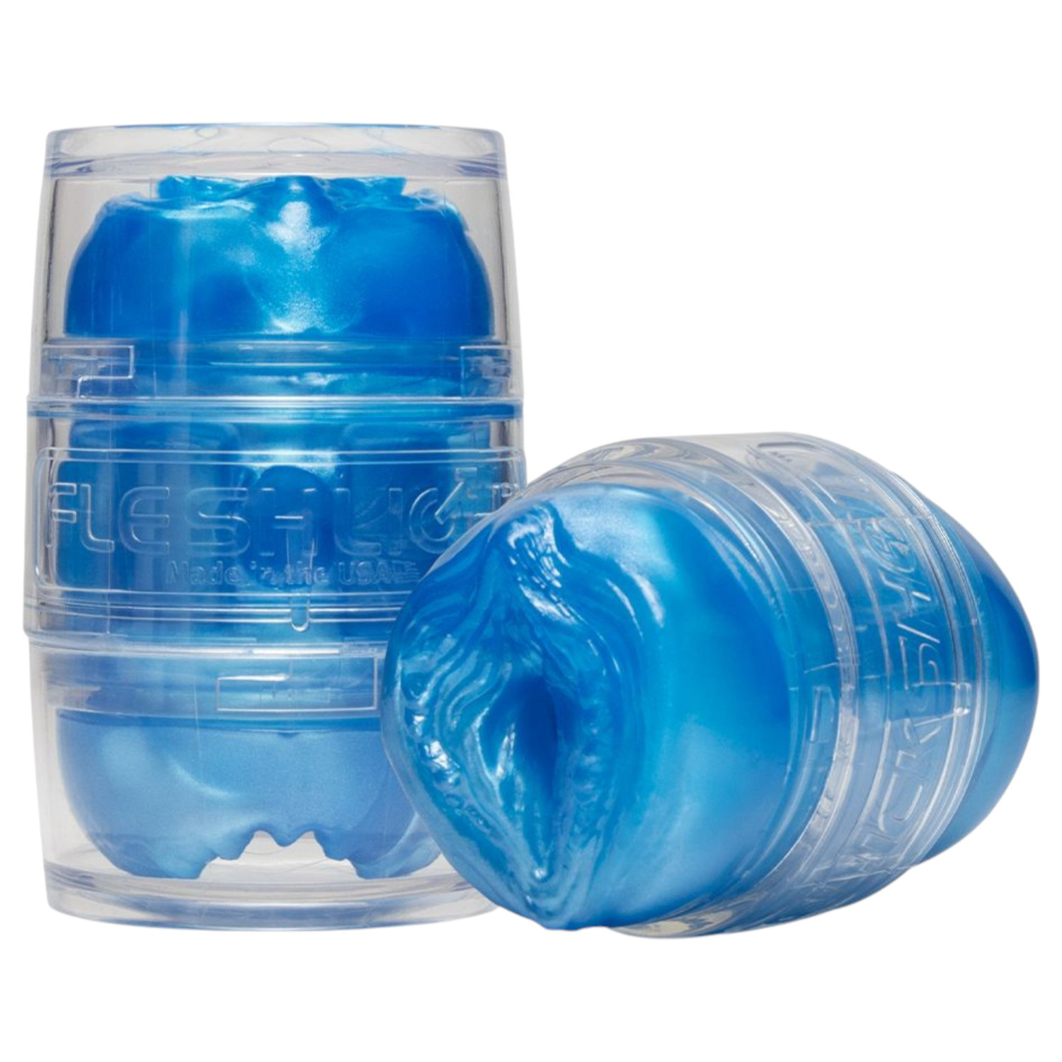 Fleshlight Quickshot Vantage - genomskinlig dubbelmasturbator (blå)
