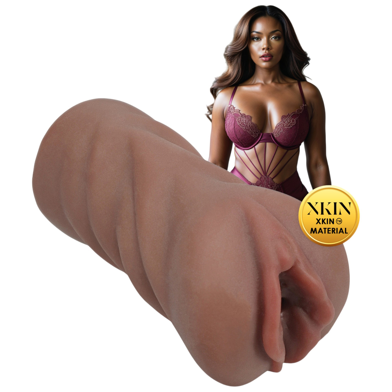 XKIN Next Door Amani - realistisk onanidocka vagina (mörk natur)