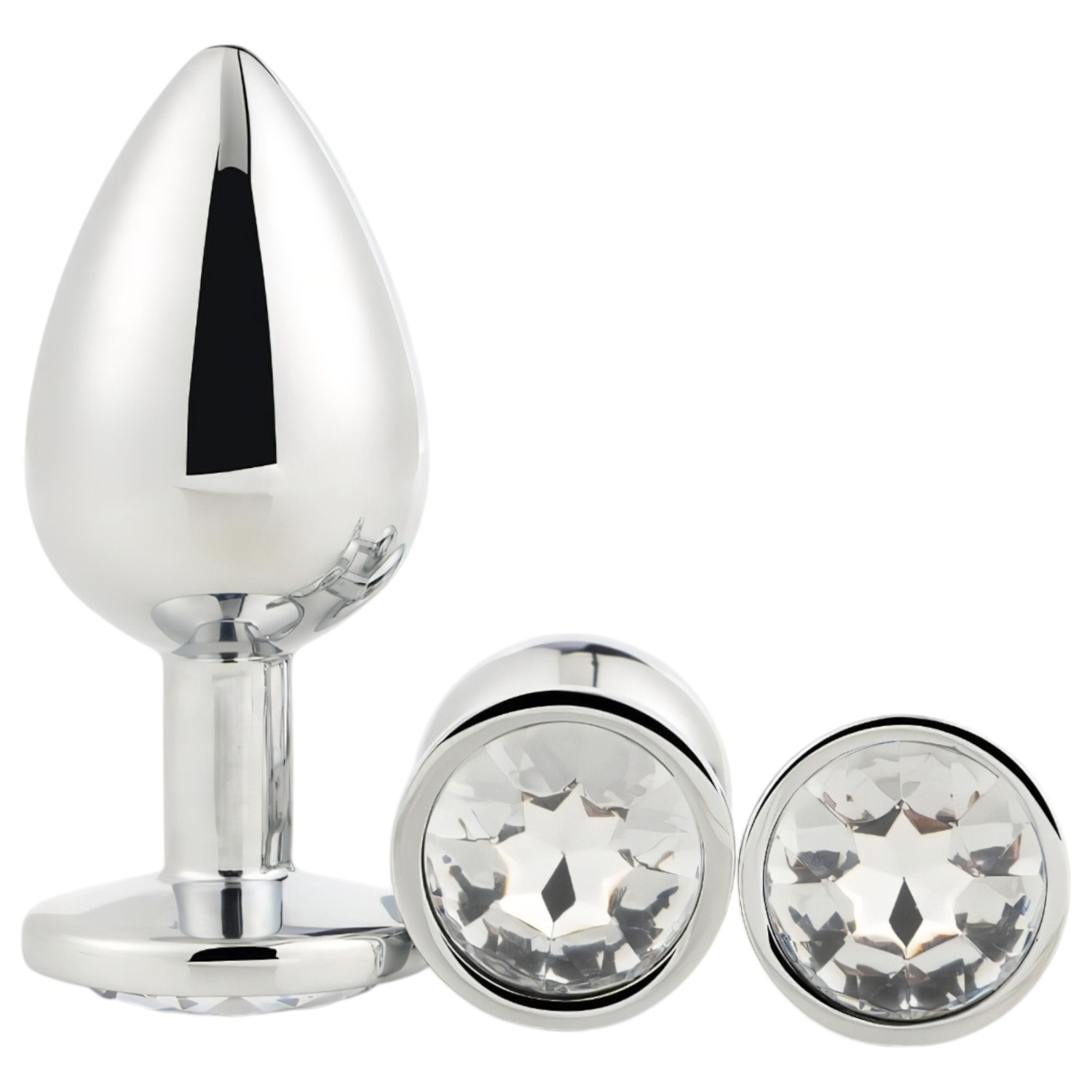 Gleaming Love - metall analkroppsplugg-set (silver, 3-delat)